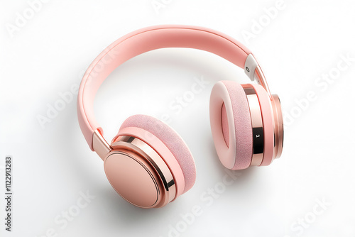 Pink Headphones with a clean, modern design, isolated on a white background