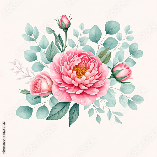 A beautiful watercolor illustration ideal for stunning wedding invitations and elegant branding materials