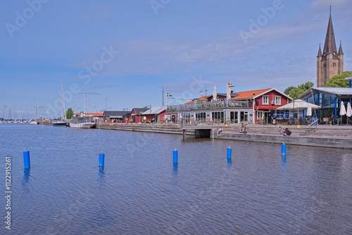 Impressions from the town of Mariestad at Lake Vaenern in Skaraborg Sweden on a sunny summer day