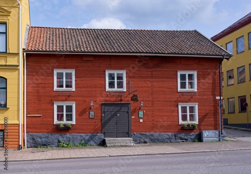 Impressions from the town of Mariestad at Lake Vaenern in Skaraborg Sweden on a sunny summer day