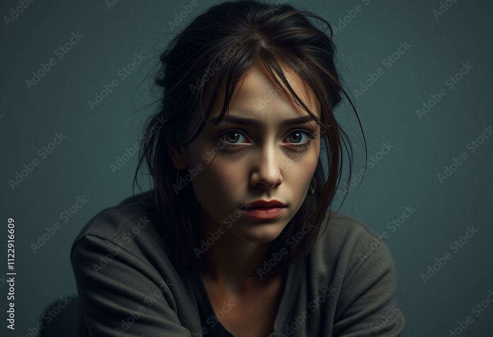 Fototapeta premium Close-up portrait of a young woman with a look of disappointment