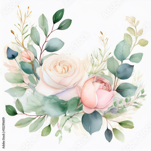 This stunning watercolor illustration is perfect for creating romantic wedding invitations and for elegant branding