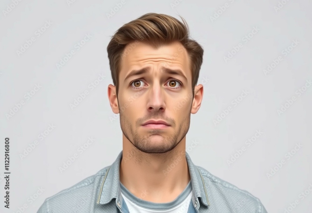 Obraz premium Portrait of a male human with a frustrated expression