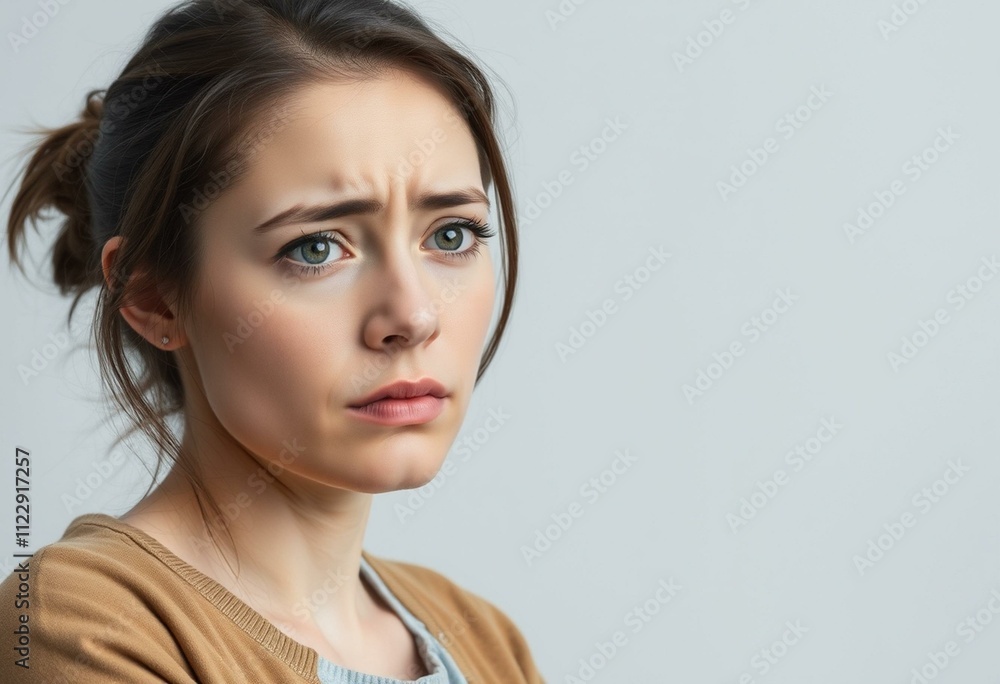 Naklejka premium Sad young woman with frustrated expression