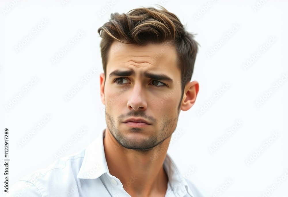 Fototapeta premium Portrait of a young man with a disappointed expression