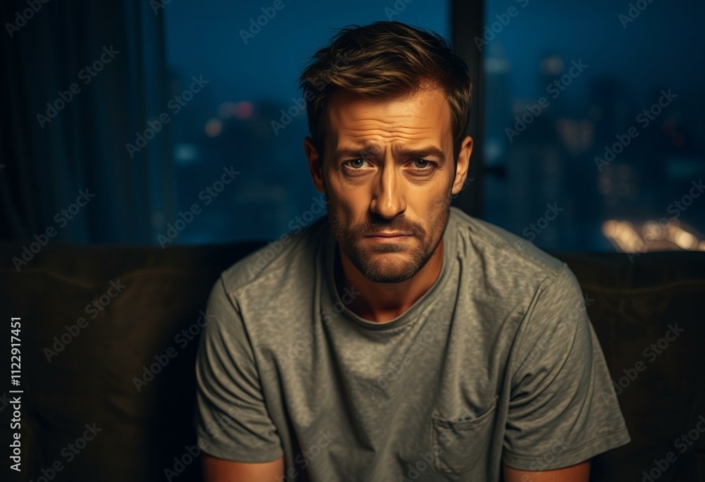 Portrait of a male with a frustrated and disappointed expression Portrait of a male with a frustrated and disappointed expression