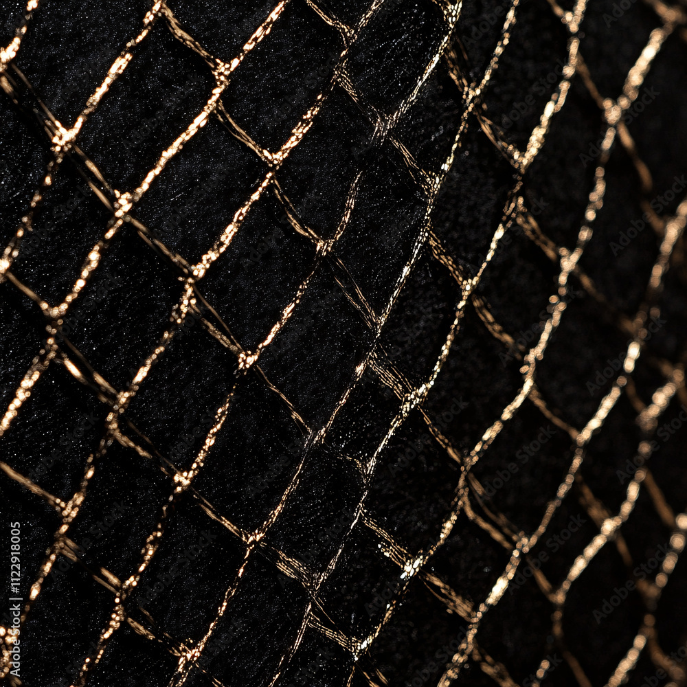 Fototapeta premium A black background with intricate gold thread patterns, creating a luxurious, textured, and elegant design, ideal for premium branding or artistic projects.