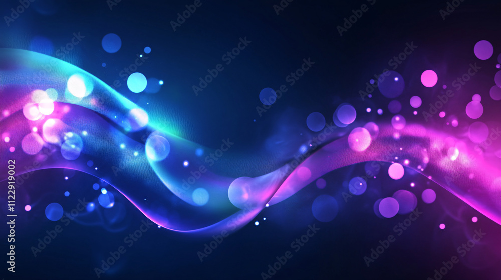 Fototapeta premium A blue and purple background with neon lights and geometric patterns, creating a vibrant and futuristic aesthetic.
