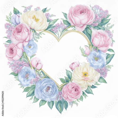 This pastel watercolor illustration is ideal for wedding invitations and branding, evoking romance and joy