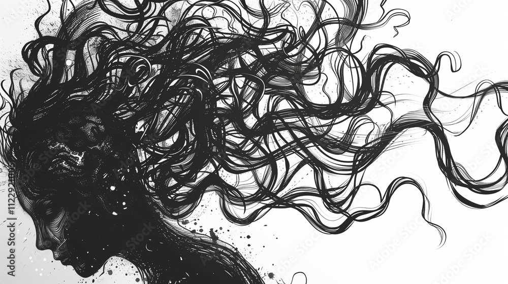 Fototapeta premium Anxiety stress in brain, overload in mind. Depression, adhd, ocd 