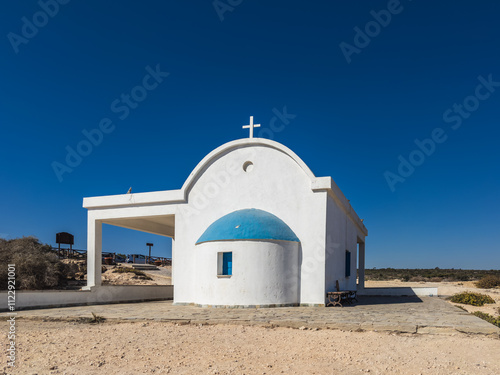 Title: Church of Saints Anargyroi in a Coastal Landscape