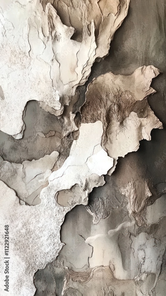 Fototapeta premium Abstract artwork featuring fluid shapes and neutral tones, evoking a sense of movement.