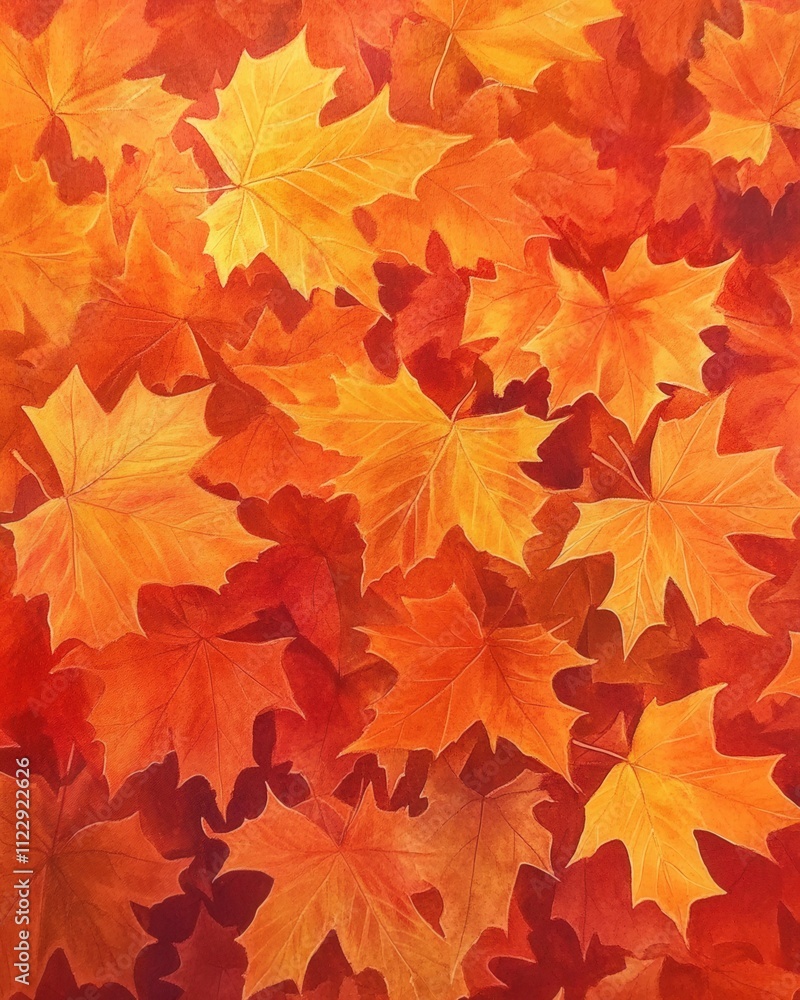 A vibrant close-up of maple leaves in orange and red hues during autumn A vibrant close-up of maple leaves in orange and red hues during autumn