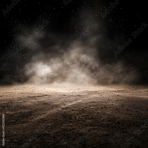 Cinematic Sand Dust Explosion Backdrop with Ground Light, Perfect for Baseball, Softball, Football, Soccer, Dance, and Outdoor Sports

