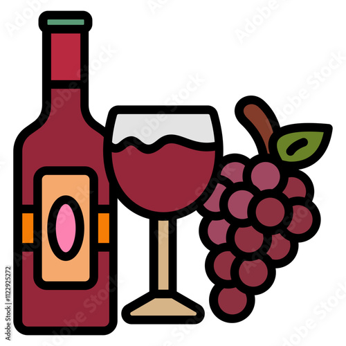 Wine Grapes Icon Element For Design