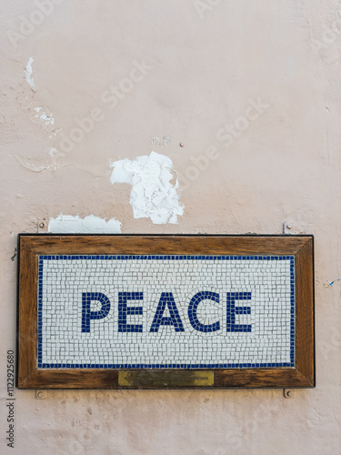 Obraz na płótnie Mosaic Sign of Peace in Nicosia w salonie