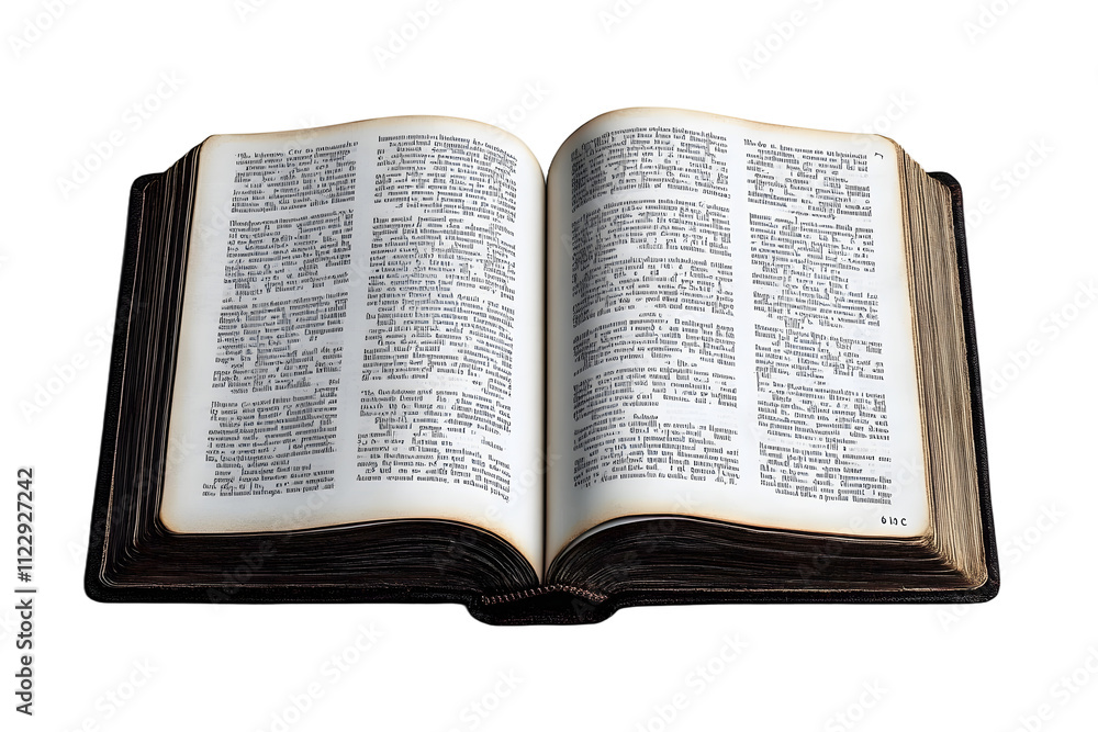 Obraz premium Open book with text on white background