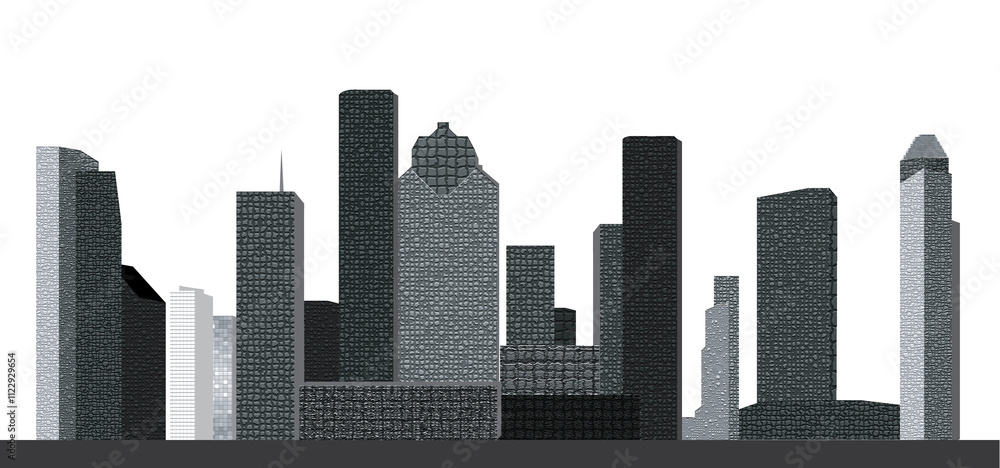 usa city houston skyline in black and grey