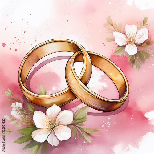 An elegant pastel watercolor illustration that is perfect for wedding invitations and romantic branding projects