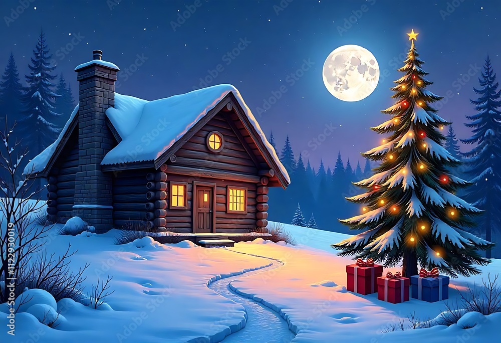 Fototapeta premium Christmas Tree With Gifts Image 