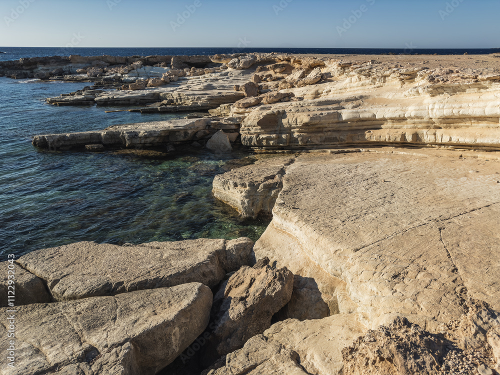 Rocky Cyprus Coastline with Clear Mediterranean Water