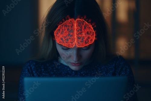 Improve brain health motivation concept. Visualization of brain cells firing, depicting neural activity in a dynamic and engaging manner, suitable for educational and scientific contexts. photo