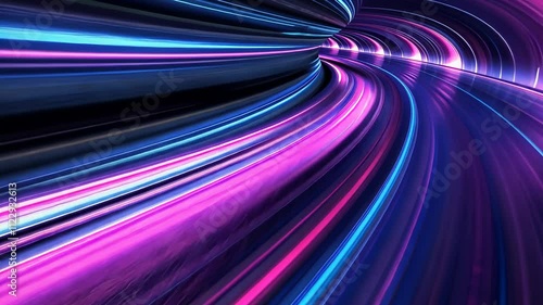 neon futuristic tunnel with glowing lights and