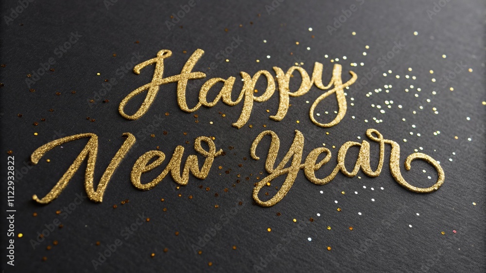 Fototapeta premium Luxurious Gold Cursive Happy New Year