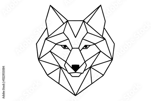 Geometric Wolf Face Line Art Vector photo