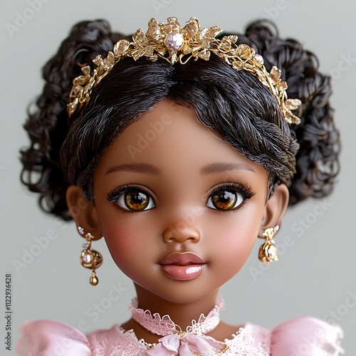 Beautiful African American Doll Portrait for Childhood Imagery photo