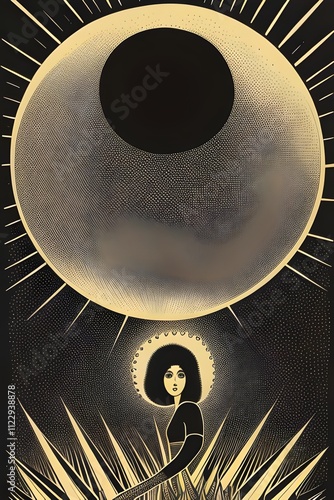 illustration of A funky retro vintage gig poster featuring a drawing of a disco ball. discoball. 