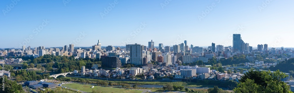Fototapeta premium 仙台城跡から見る仙台市のパノラマ風景