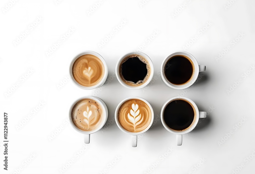 Assorted coffee cups on a textured background Assorted coffee cups on a textured background