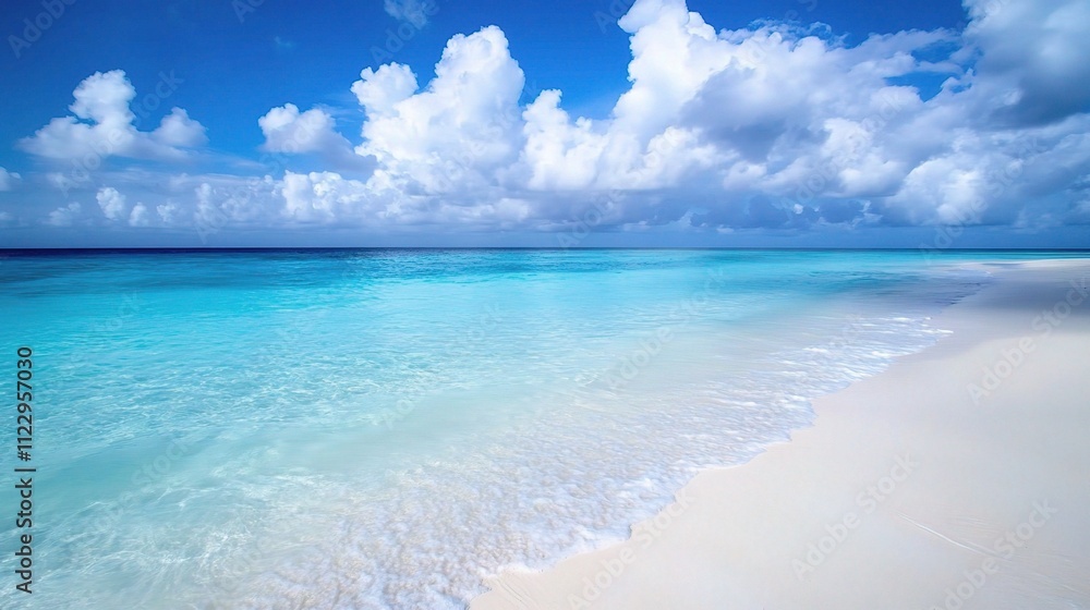 Fototapeta premium Serene Ocean Scene with Calm Blue Waters and Tranquil Skies