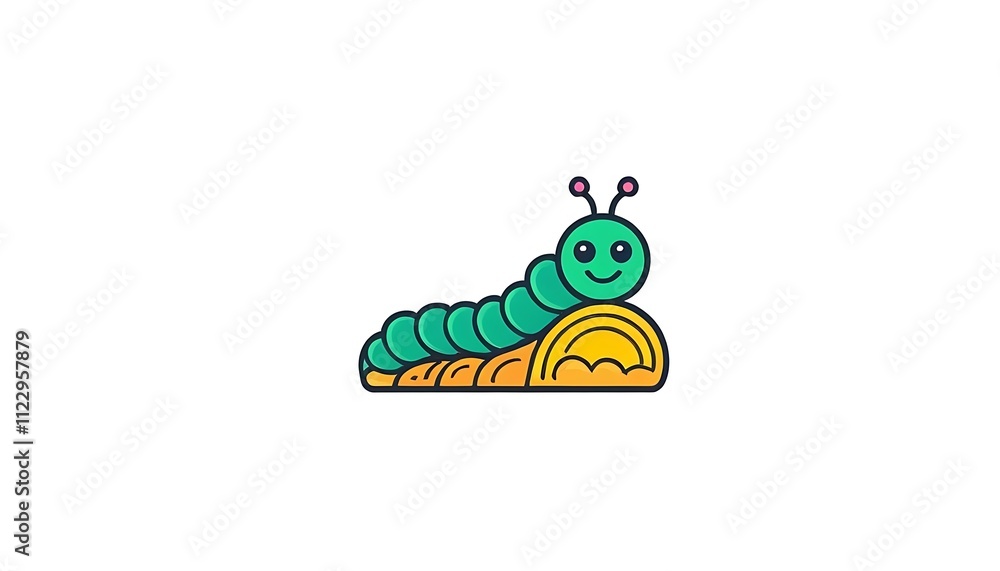 Obraz premium Caterpillar icon Cute cartoon caterpillar with heart pattern Caterpillar insect, caterpillar, 2