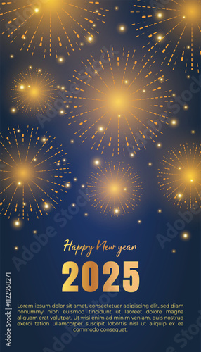 a new year card for new year 2025 with fireworks in the background.