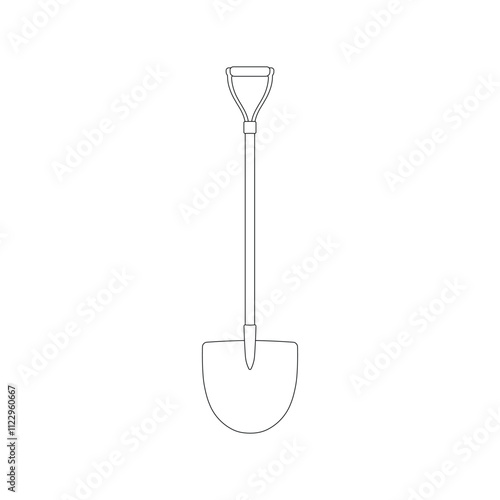 Hand drawn kids drawing shovel cartoon isolated