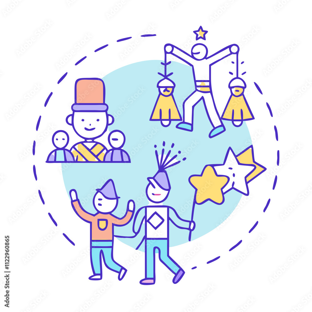 Fototapeta premium new year s parade vector icon, new year vector illustration - simple illustration of new year s parade, symbolizing holiday celebrations and festive spirit new year flat illustration 