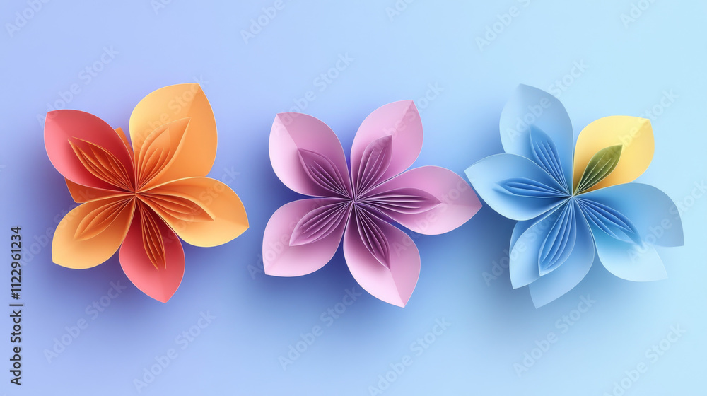 Fototapeta premium Set of flowers. Abstract origami flowers icons background. style for banners, wallpaper, posters, websites, online shopping.Vector illustration design and creative idea,eps 10.