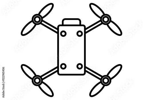 Icono negro de dron de cuatro hélices