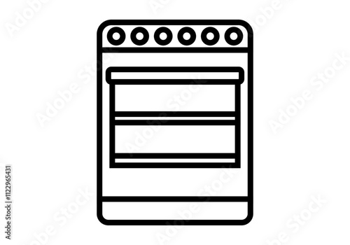 Icono negro de horno electrodoméstico en fondo blanco