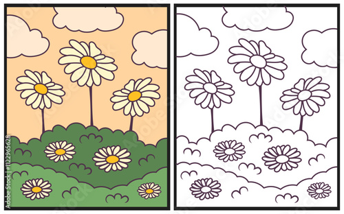 Flowers coloring page vector illustration