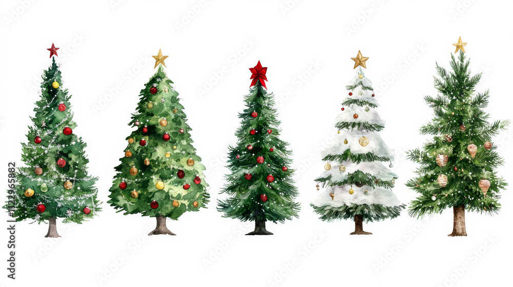 Fototapeta premium Set of Christmas tree , white background