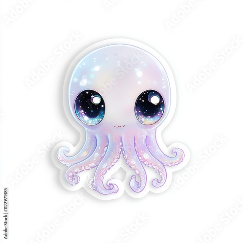 Adorable cartoon octopus with big eyes and pastel colors. photo