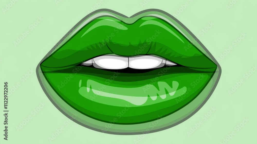 A quick stop motion sequence of cartoon images of female lips on a colored background. A quick stop motion sequence of cartoon images of female lips on a colored background.