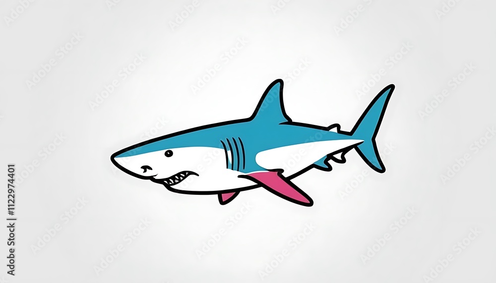 Fototapeta premium shark logo icon Shark monotone logo flat logo of Angry Shark Face cartoon icon illustration ,5