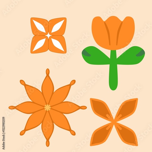 Doodle leaf and flower illustration that can be used for sticker, book, mandala, scrapbook, icon, decorative, etc. with aesthetic colorful color photo