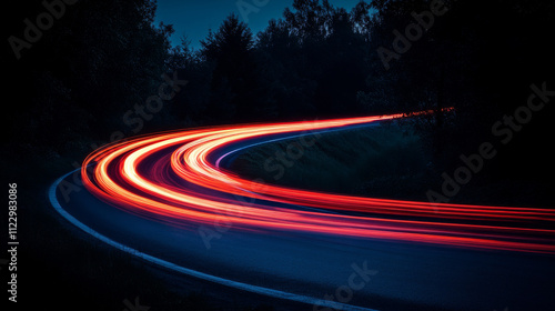 Abstract red light fast speed curve dynomic motion on black background vector illustration. photo