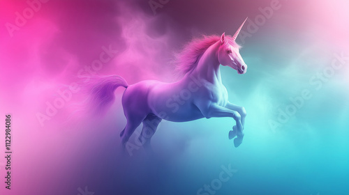 Magical Unicorn in a Colorful Dreamy Cloud. Fantasy, Imagination, and Whimsy.