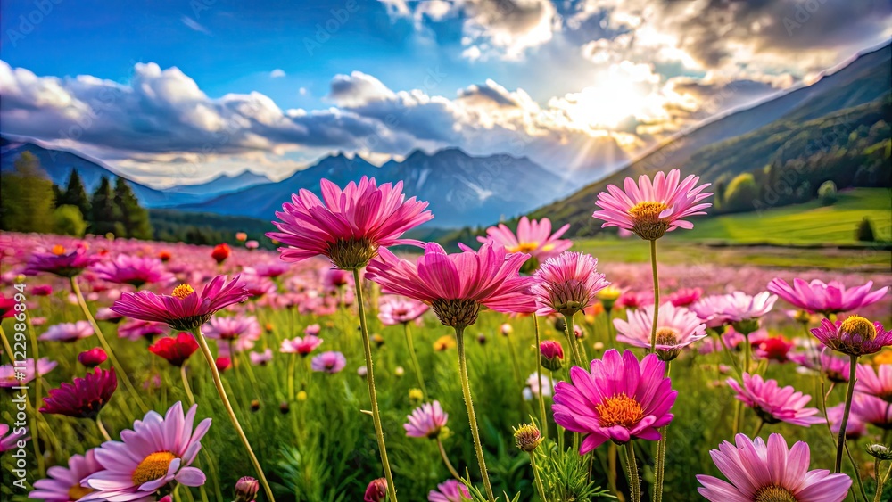 Obraz premium Pink Wildflower Macro Drone Photography: Stunning Close-Up Images of Delicate Blooms